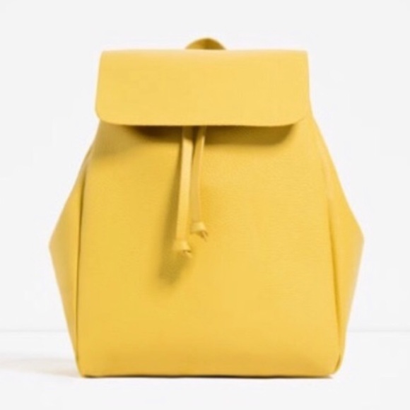 Zara Bags Zara Yellow Leather Backpack Poshmark